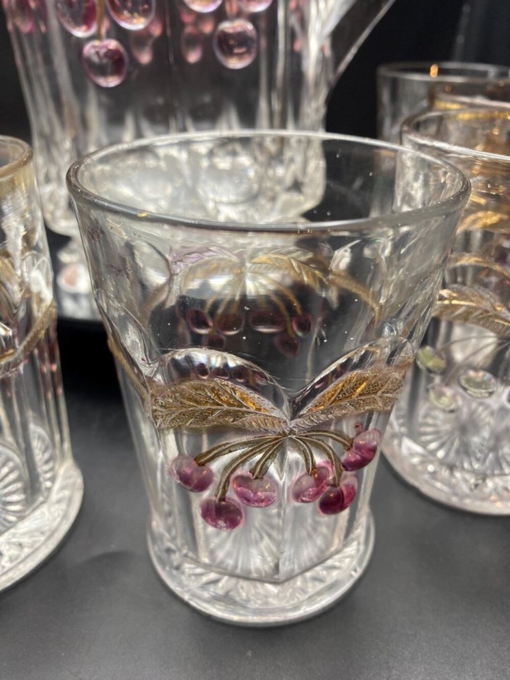 Mosser Pitcher and Glasses Cherry Thumbprint - Picture 4 of 5